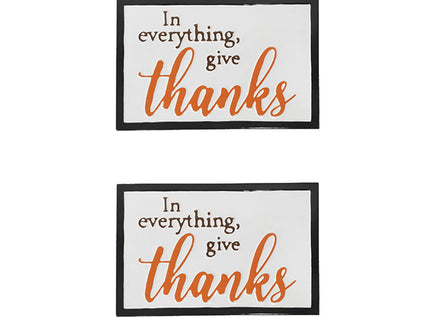 Thanks Wall Sign, Wall Art Decor For Harvest Festival Fall Festival & Thanksgiving Table Decorations (Set of 2) - Black / Orange / White