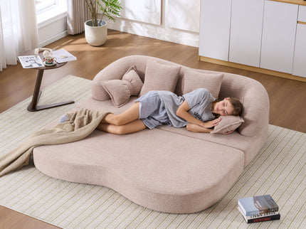Foldable Sofa Bed, Boneless Couch Convertible Sleeper With 4 Pillows