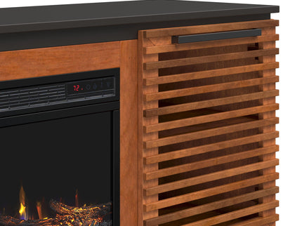 Fireplace TV Stand Console For TVs Up To 100" - Black / Bourbon