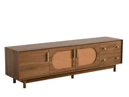 70" TV Stand With Beveled Edge Design - Brown
