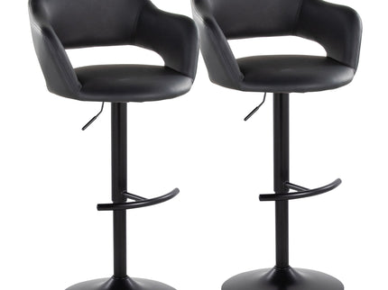 Margarite - Contemporary Adjustable Barstool With Swivel With Rounded T Footrest (Set of 2)