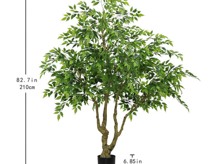 Artificial Banyan Tree With A Trunk And Lifelike Leaves, For Indoor And Outdoor Use - Green