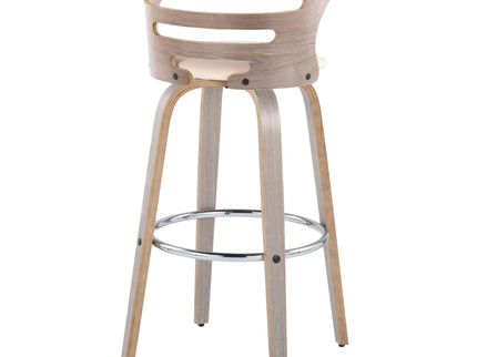 Cosini - Mid Century Modern Fixed Height, Barstool With Swivel With Round Footrest (Set of 2)