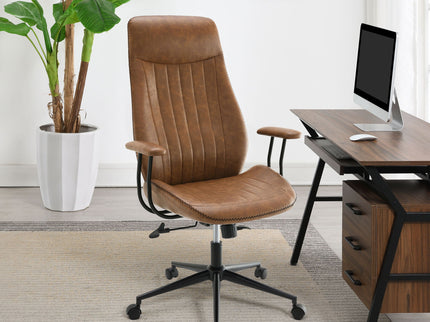 Hiram - Upholstered Adjustable Chair With High Back Support - Brown