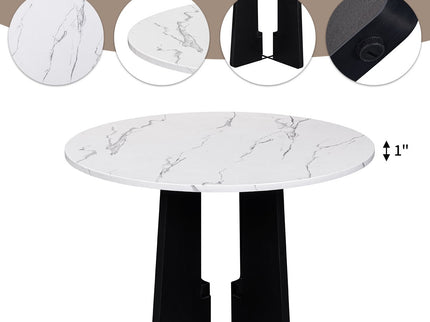 5 Piece Round Dining Table Set, Dining Table And 4 Upholstered Chairs For Dining Room, Kitchen Room, Living Room - White / Gray
