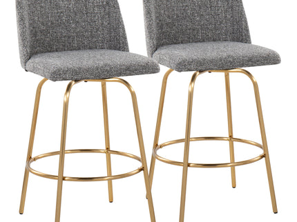 Toriano - Contemporary, Fixed Height Counter Stool With Swivel With Round Footrest (Set of 2)