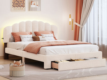 Upholstered Platform Bed With Drawer