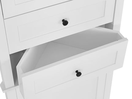 Tall Storage Cabinet With 3 Drawers And Adjustable Shelves For Bathroom