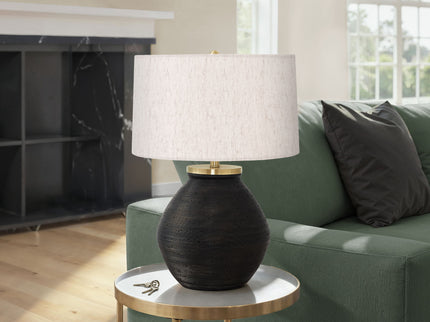 Lighting, Table Lamp, Concrete, Contemporary - Black / Cream