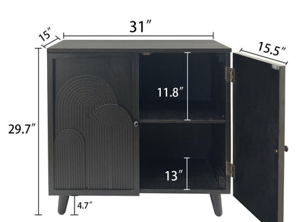 2 Door Accent Cabinet Storage Cabinet With Adjustable Shelf - Black