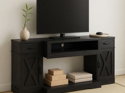 TV Stand With Adjustable Shelves & Double Doors
