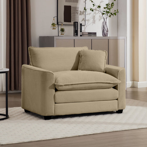 Modern Classic Fabric Single Chair Deep Seat Sofa With Pillow