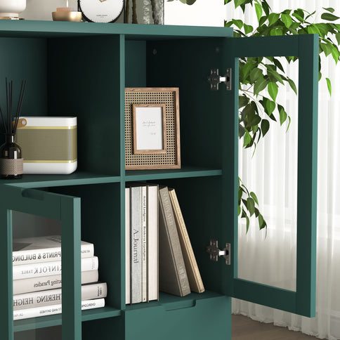Modern Cabinet With Glass Doors And Drawer