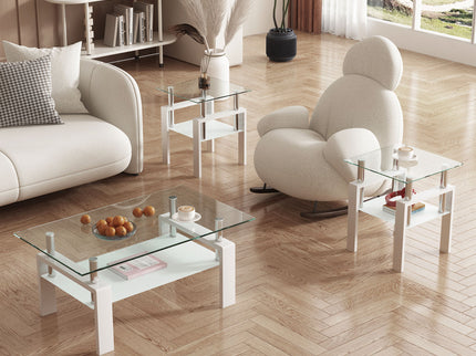Modern Tempered Glass Tea Table, End Square Table For Living Room