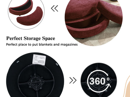 360° Swivel Accent Barrel Chair With Storage Ottoman & 4 Pillows, Modern Leisure Chair Round Accent For Living Room