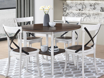 2 Pieces Set Dining Side Chair Rustic Modern Farmhouse Design Retro Design With Metal X Design - Antique Dark Oak / Antique White