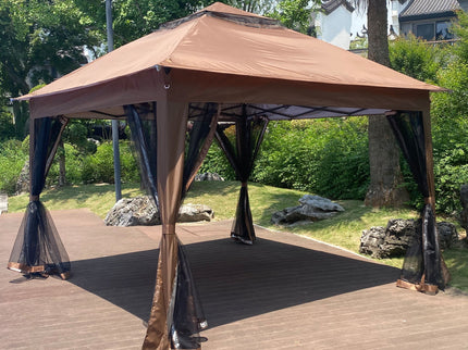 Outdoor Pop Up Gazebo Canopy With 2 Tier Soft Top And Removable Zipper Netting
