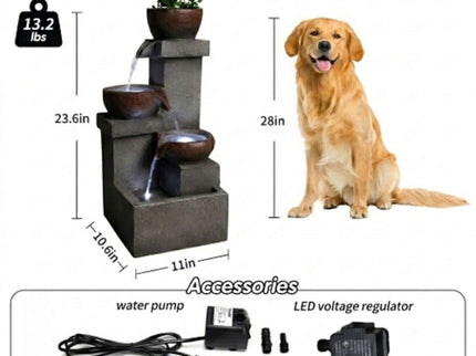 LED Waterfall Fountain Outdoor For Garden - Gray