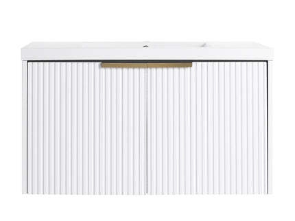 Contemporary Wall Mounted Bathroom Vanity With Resin Double Sink