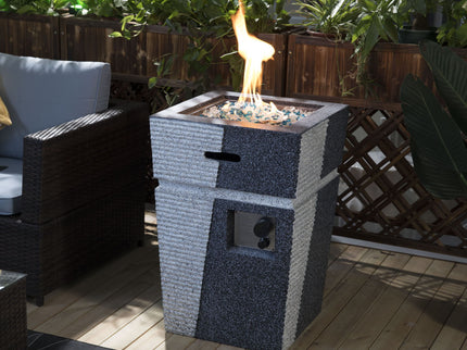 Propane, Gas 50000 Btu Square Fire Pit Table For Outside - Light Gray Blue