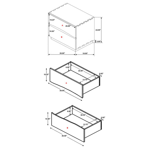 2 Drawer Nightstand With Drawer - Brown