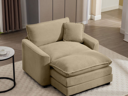 Classic Modern Comfortable Single Chair Deep Seat Sofa With Footstool