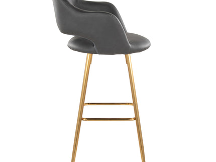 Margarite - Contemporary Fixed Height Barstool With Footrest (Set of 2) With Square