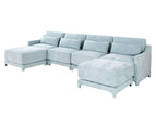 Light Blue / 3 Pc. 4 Seater Sectional, 2 Ottomans