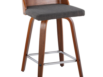 Maya - Mid Century Modern Fixed Height Counter Stool With Swivel With Square Footrest (Set of 2)