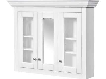 Bathroom Medicine Cabinet With Mirror, 5 Adjustable Closed Shelves, Wall-Mounted - White
