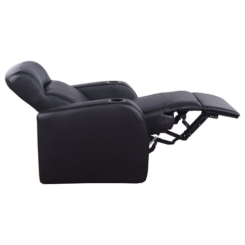 9 Piece Home Theater Seating Set With Recliners And Wedge Consoles - Black