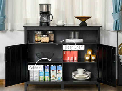Homcom - Sideboard Buffet Cabinet, Kitchen Cabinet, Coffee Bar Cabinet With 2 Doors And Adjustable Shelves For Entryway Living Room - Black