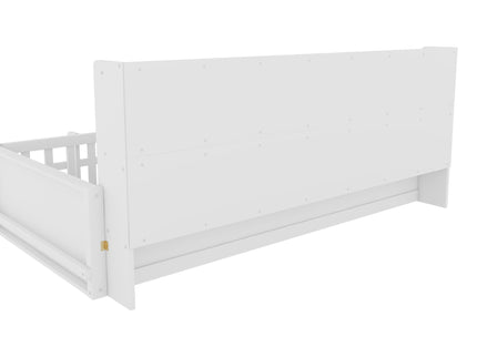 Platform Bed Frame With Guardrail, Storage Shelves & Bookshelf