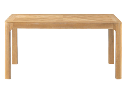 Rectangular Dining Table With Parquet Top, Rounded Corners