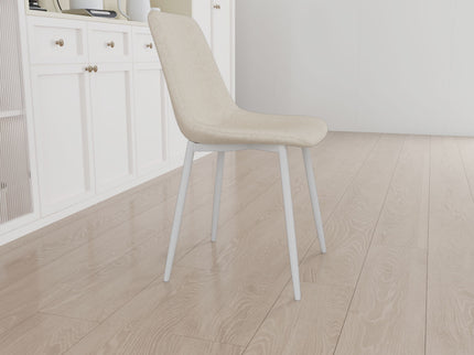 Modern Kitchen Dining Chairs (Set of 4) With Linen Padding And Sturdy Metal Legs - Beige