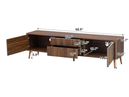 TV Stand With 2 Drawers, Media Console Table - Walnut