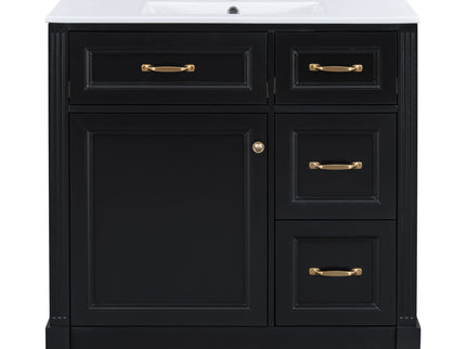 Modern Bathroom Vanity With Sink, 4 Drawers, Soft-Close Door, Adjustable Shelf