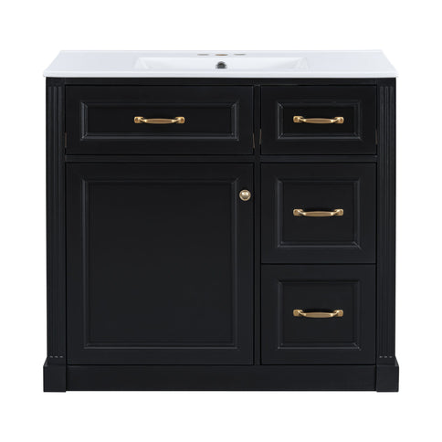 Modern Bathroom Vanity With Sink, 4 Drawers, Soft-Close Door, Adjustable Shelf