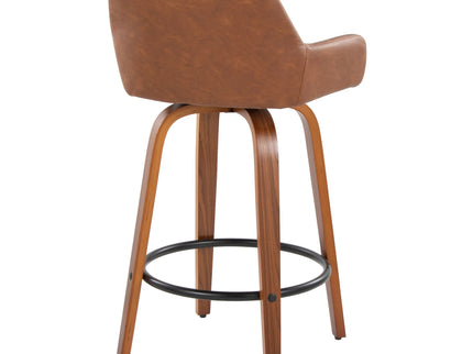 Daniella - Contemporary Fixed Height Counter Stool With Swivel With Round Footrest (Set of 2)