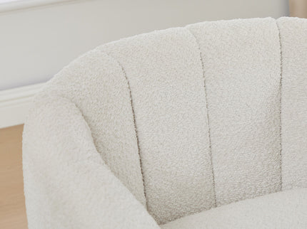 360 Degrees Swivel Upholstered Barrel Armchair For Living Room - Ivory
