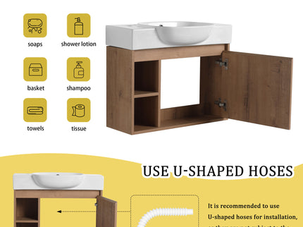 Sleek Design Freestanding Bathroom Vanity With Sink, Soft Close Door