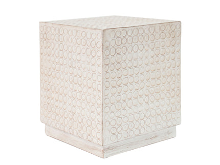 Chic Modern Mgo Cube Side Table With Fluted Design - Antique Brown