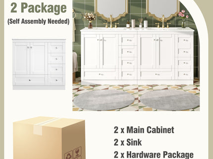 Shaker Free Standing Bathroom Vanity Cabinet With Sink, Soft Close Drawers, Soft Close Doors