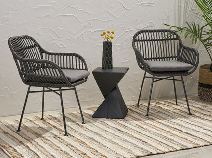 Outdoor Rattan Accent Chair With Metal Legs