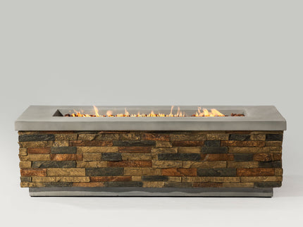 Propane Gas Fire Pit Table, 60000 Btu Rectangular For Outside Patio - Sandstone