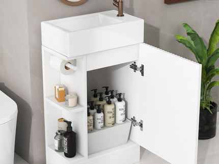 Modern Bathroom Vanity With Sink And 2 Tier Shelf