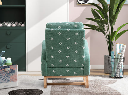 Modern Accent Rocker Armchair With Side Pocket, Upholstered High Back