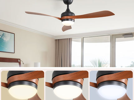 Ceiling Fan With 3 Blades, Remote Control, Reversible DC Motor, Noiseless Operation, 3 Downrods
