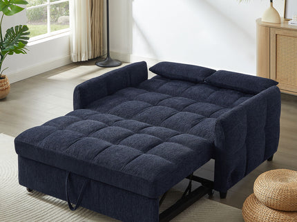 Loveseat Sofa Pull-Out Bed With Adjustable Backrest, 3 USB Ports And 2 Lumbar Pillows For Living Room