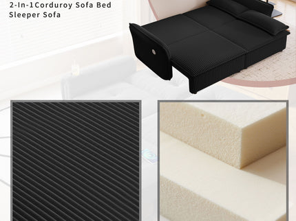 2 In 1 Convertible Sofa Bed, Multi Functional Living Room Furniture